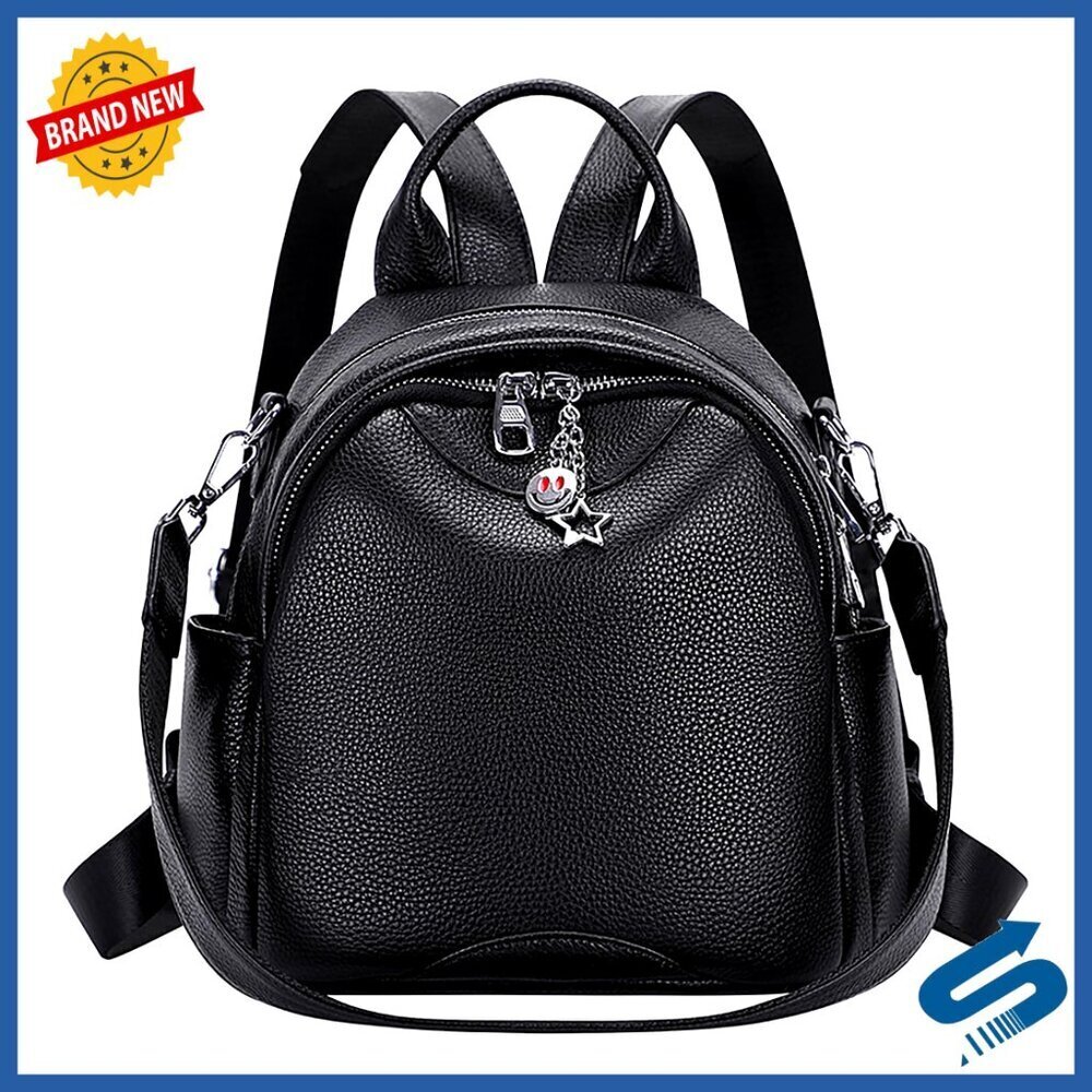 Soft Genuine Leather Convertible Backpack Purse Shoulder Bag Women Minimal Chic